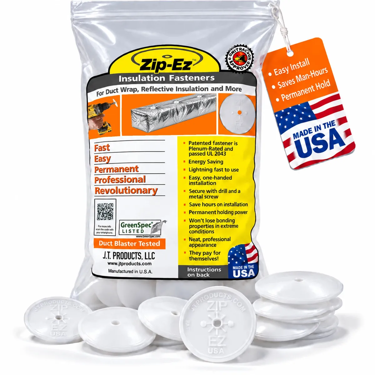 Zip-Ez insulation fasteners, bag of approximately 250